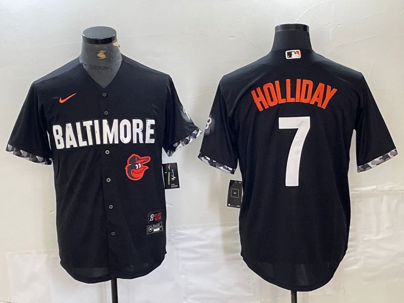 Men Baltimore Orioles 7 Holliday Black City Edition Nike 2024 MLB Jersey style 3